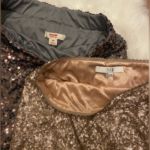 Forever XXI Merona Sequin Mini and Maxi Skirt Gold Gunmetal Copper S Small - Picture 4 of 4